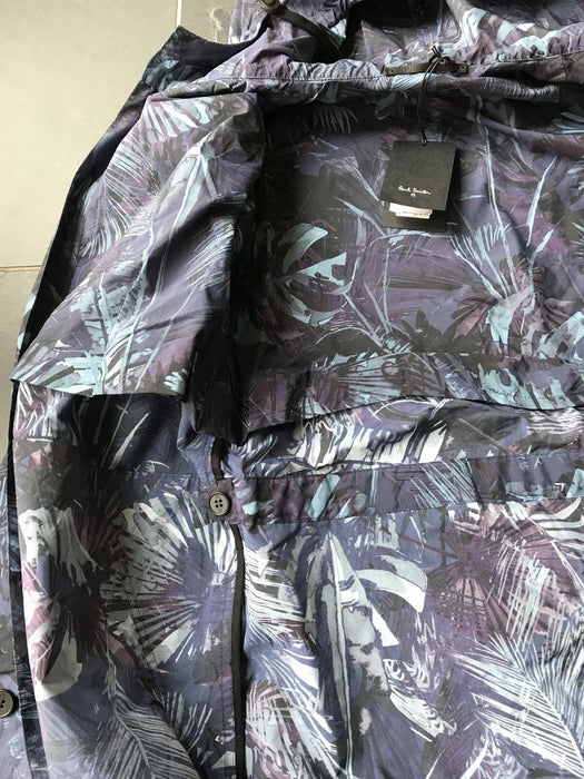 Paul Smith Hooded Coat Indigo 'Acid Jungle' Print Buggy Lined Parka Size S