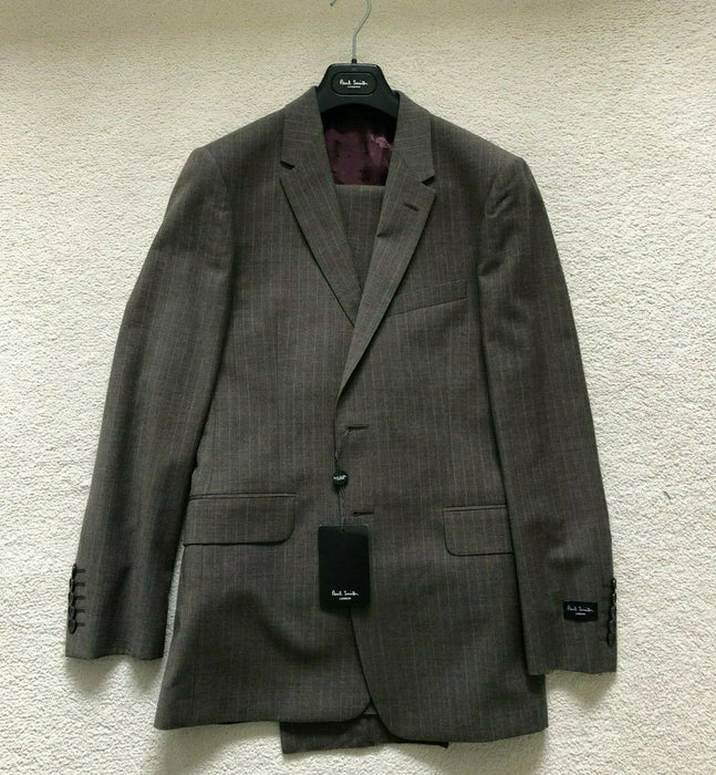 Paul Smith Suit "The Floral" Taupe with feint stripe 2 btn Single Brstd  - 36/46