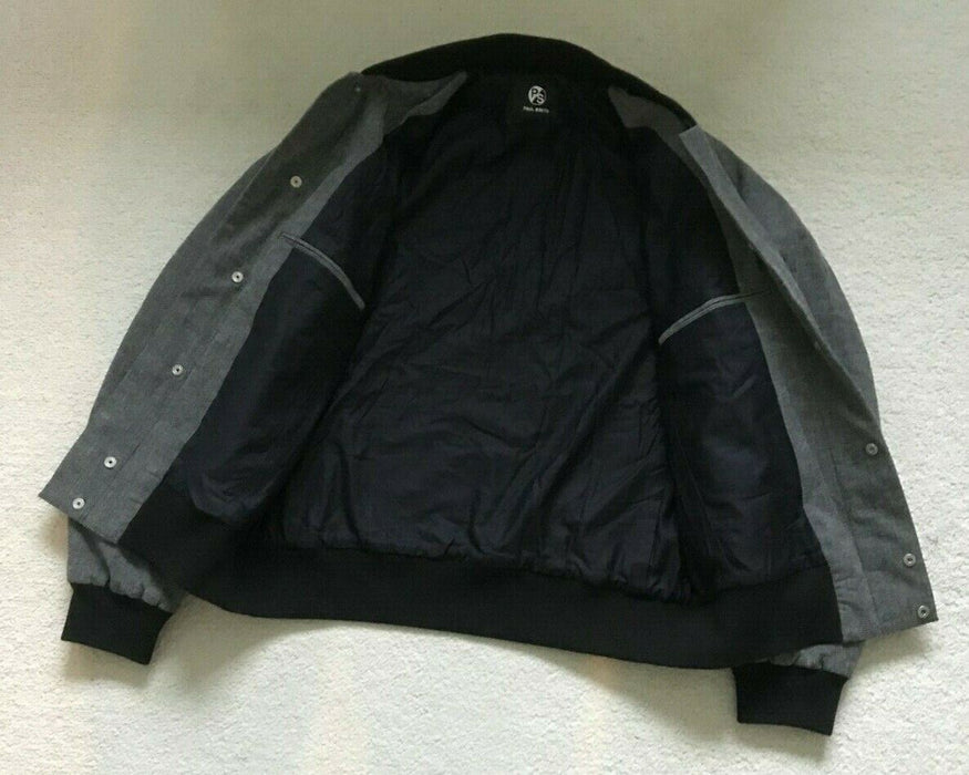 PAUL SMITH Jacket Black Grey BOMBER JACKET COAT Press stud fasten