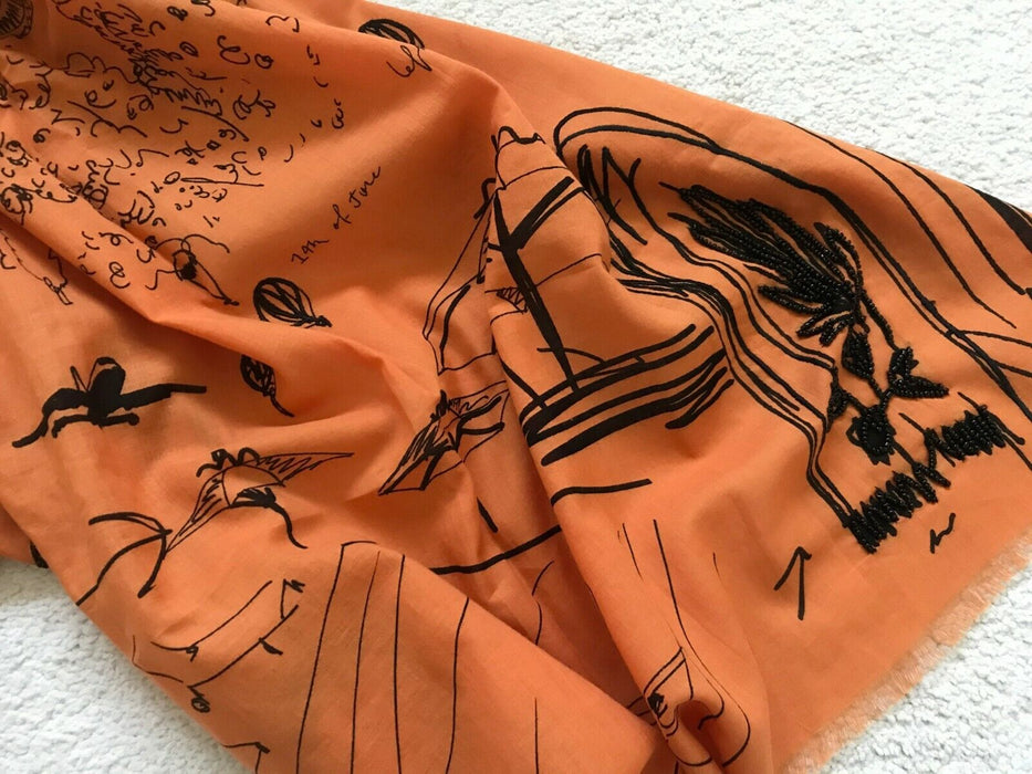 Paul Smith Scarf Orange Milano JOURNAL Scarf  185 x 72 cm