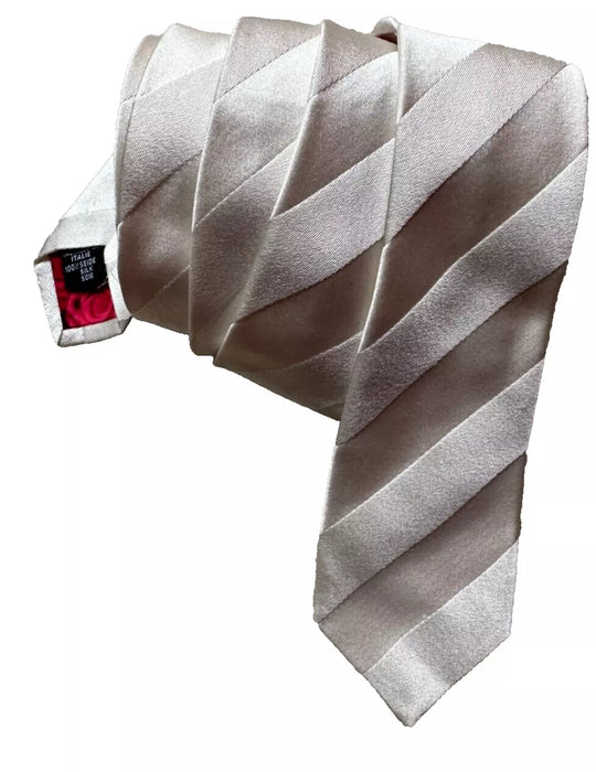Paul Smith Silk Tie | Ivory & Grey Stripe | 6cm Width | Made in Italy